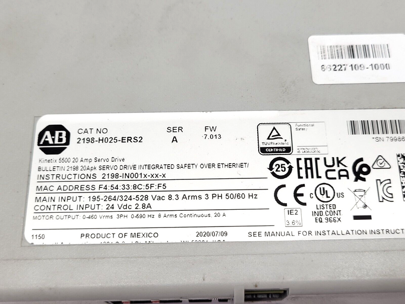 Allen Bradley 2198-H025-ERS2 Ser. A Kinetix 5500 Servo Drive - Maverick Industrial Sales