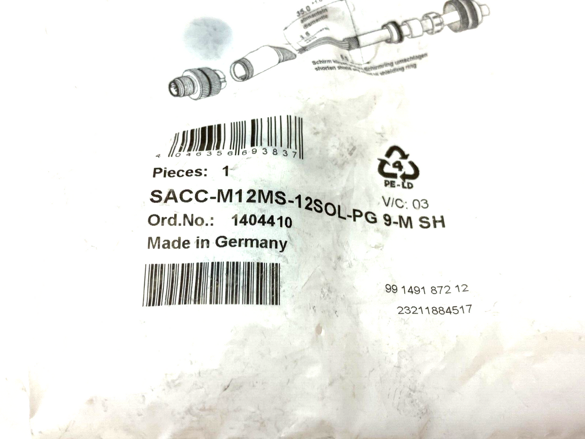 Phoenix Contact SACC-M12MS-12SOL-PG-9-M SH Straight Plug Connector 1404410 - Maverick Industrial Sales