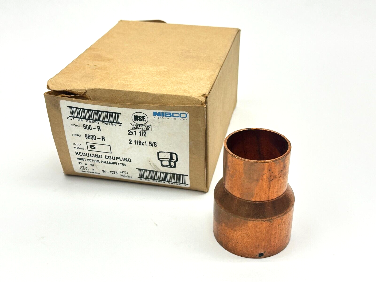 Nibco 9002400 600-R Reducing Coupling Wrot Copper Pressure Fitting 2" x 1-1/2" - Maverick Industrial Sales