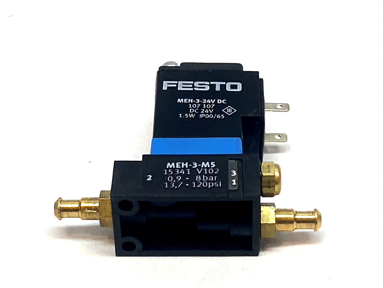 Festo MEH-3-M5 Solenoid Valve 3/2-Way NC M5 24V DC 1.5W w/ MEH-3-24V DC - Maverick Industrial Sales