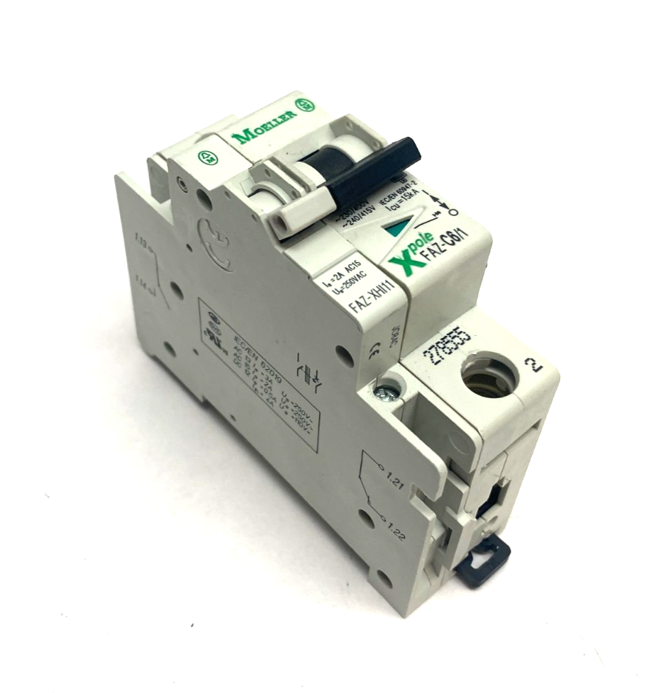 FAZ-C6/1, 278555 | Eaton Moeller 278555 Circuit Breaker FAZ-C6/1 1P Xpole/xEffect w/ FAZ-XHI11 - Used - Maverick Industrial Sales