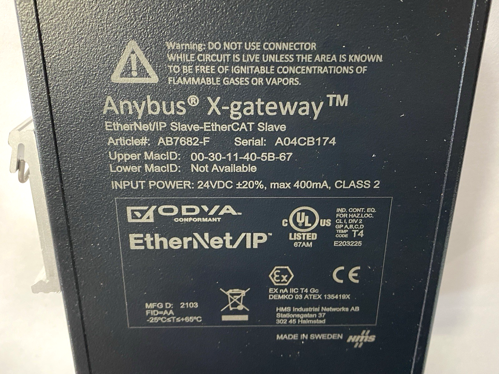 AB7682-F | HMS Anybus X-gateway EtherNet/IP Slave - EtherCAT Slave - New – Open box - Maverick Industrial Sales