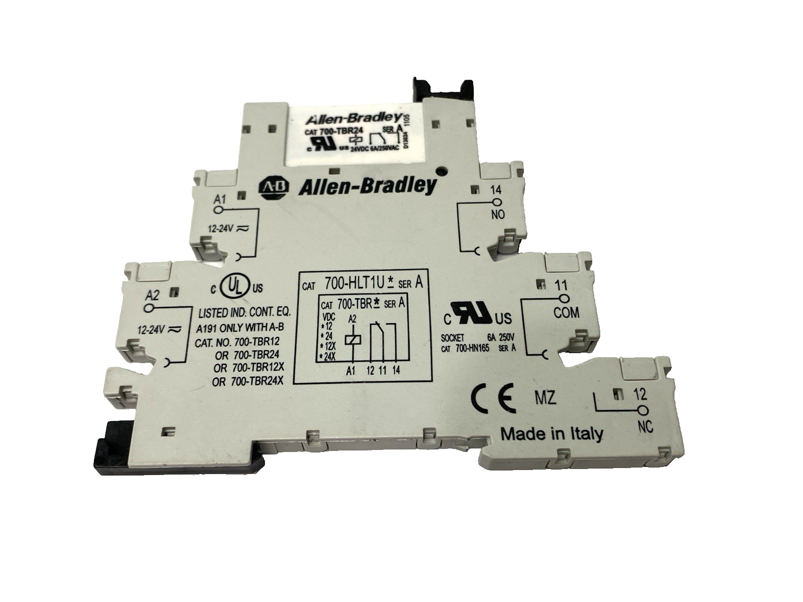 700-HLT1U24 | Allen Bradley Ser. A Terminal Block Relay w/ 700-TBR24 Ser. A Relay - Used - Maverick Industrial Sales