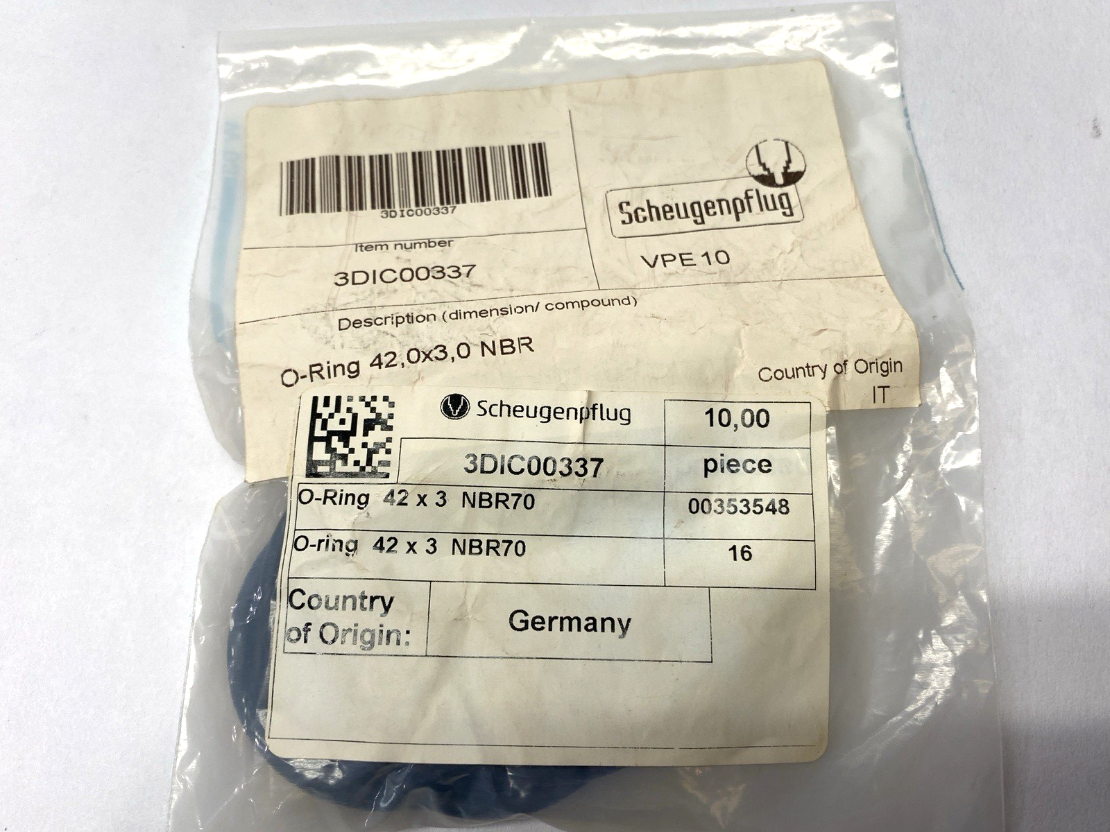 Scheugenpflug 3DIC00337 O-Ring 42.0 X 3.0 NBR LOT OF 17 - Maverick Industrial Sales