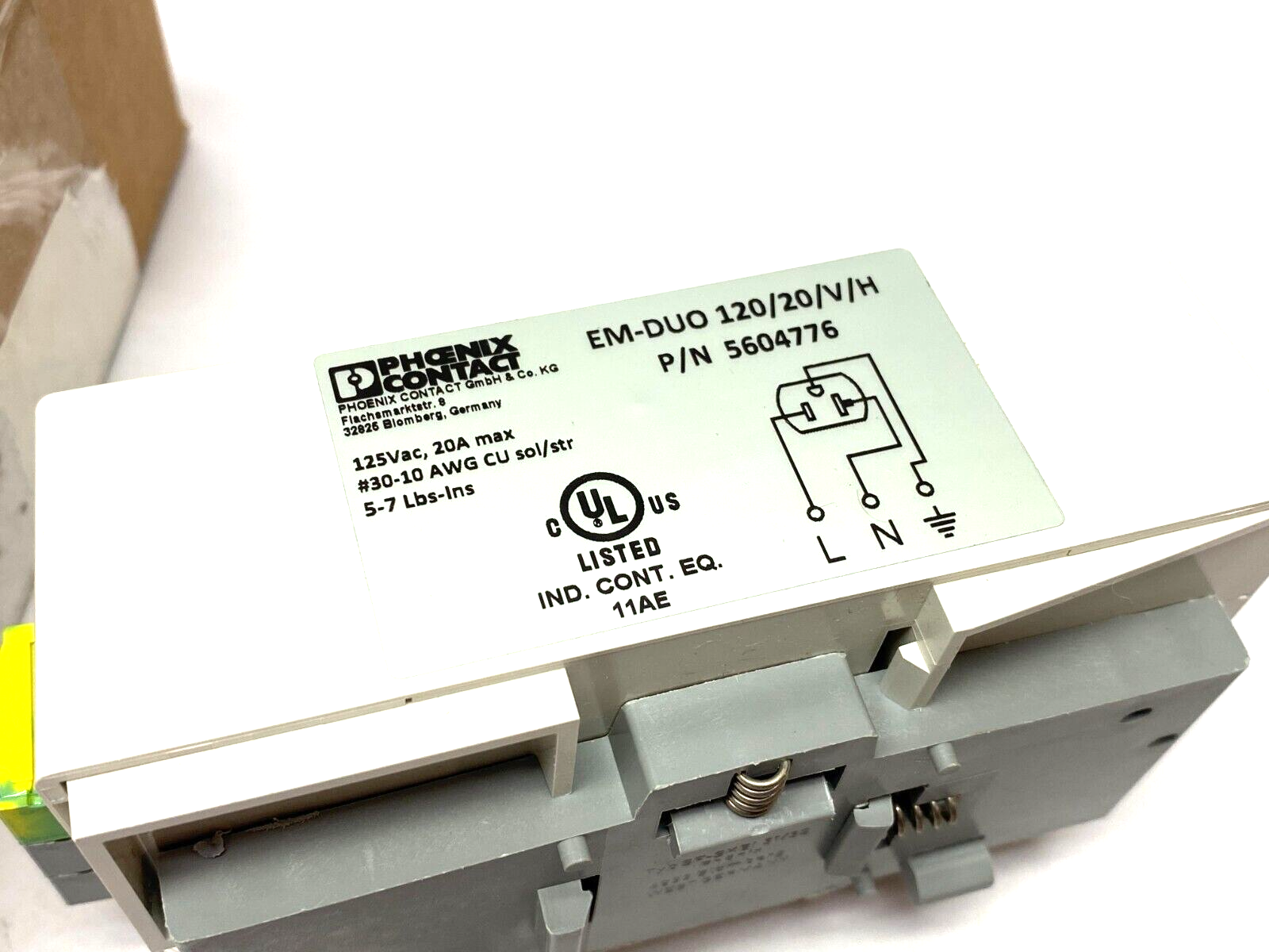 Phoenix Contact EM-DUO 120/20/V/H Dual-Outlet Receptacle Ivory 5604776 - Maverick Industrial Sales