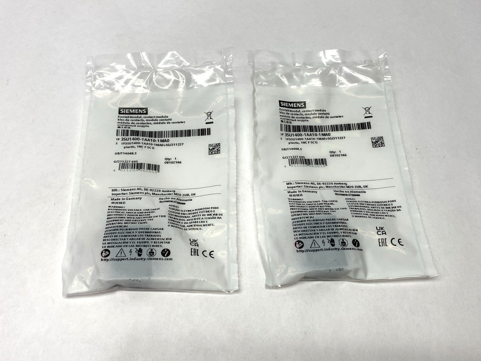 Siemens 3SU1400-1AA10-1MA0 Contact Module 1NC LOT OF 2 - Maverick Industrial Sales