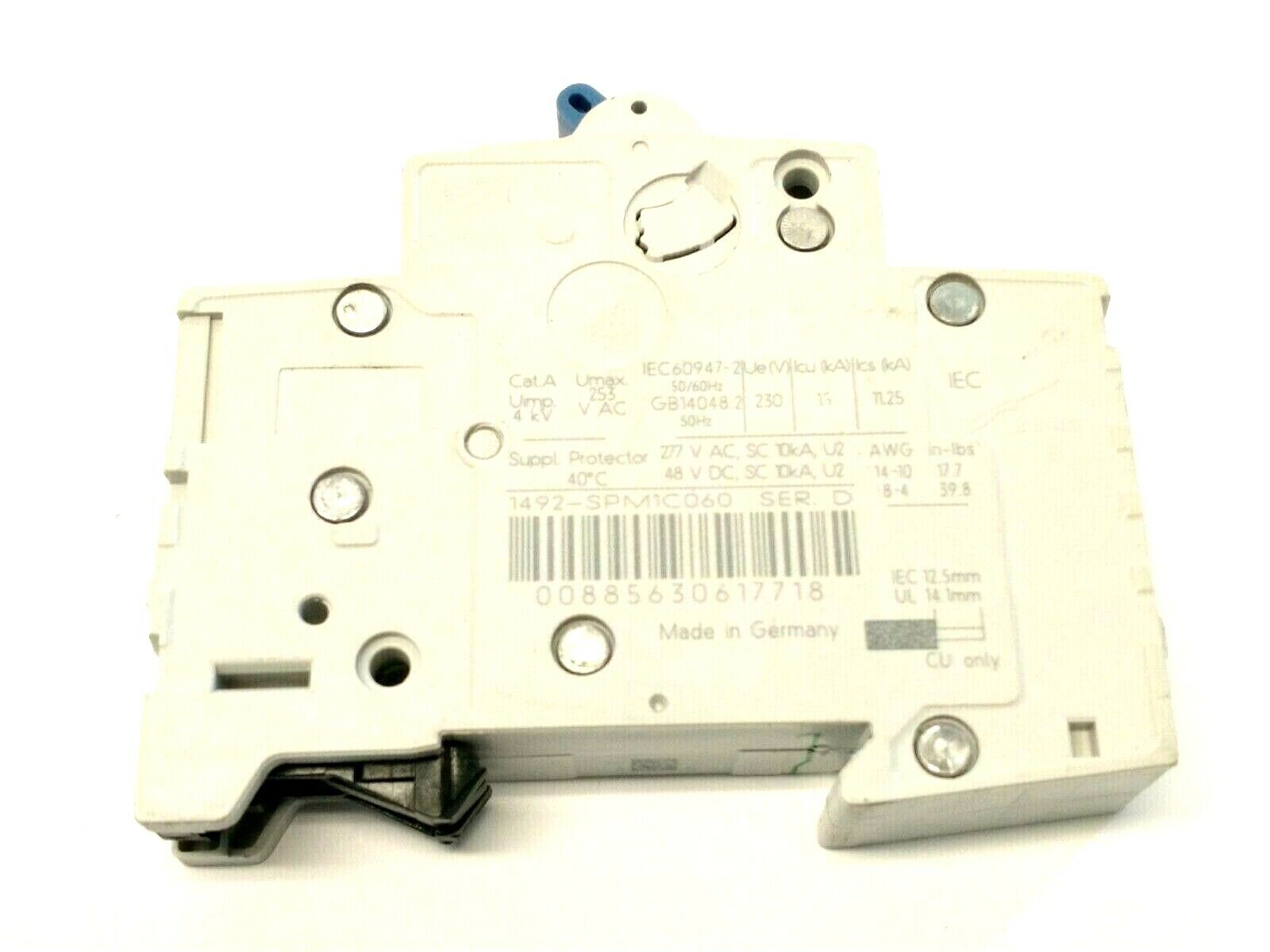 Allen Bradley 1492-SPM1C060 Ser. D Miniature 6A Circuit Breaker 277VAC 48VDC - Maverick Industrial Sales