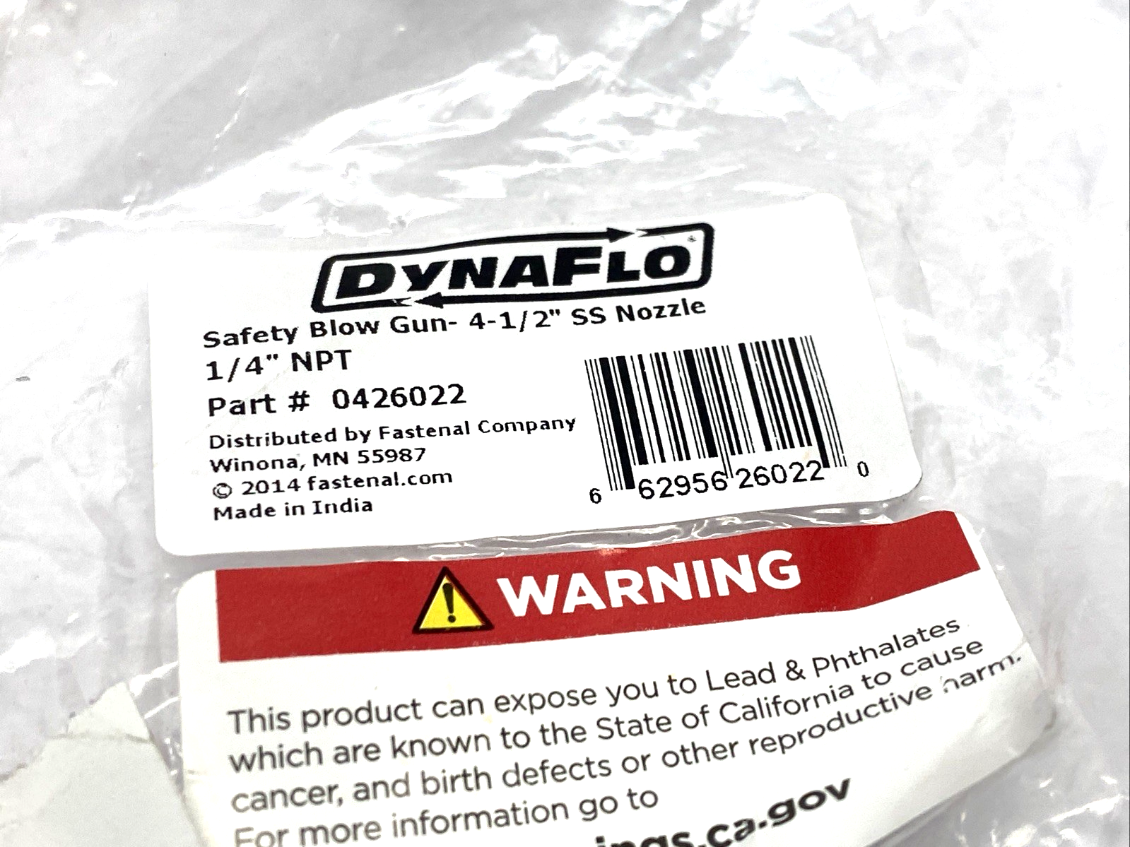 DynaFlo 0426022 Safety Blow Gun, 4-1/2" SS Nozzle, 1/4" NPT - Maverick Industrial Sales