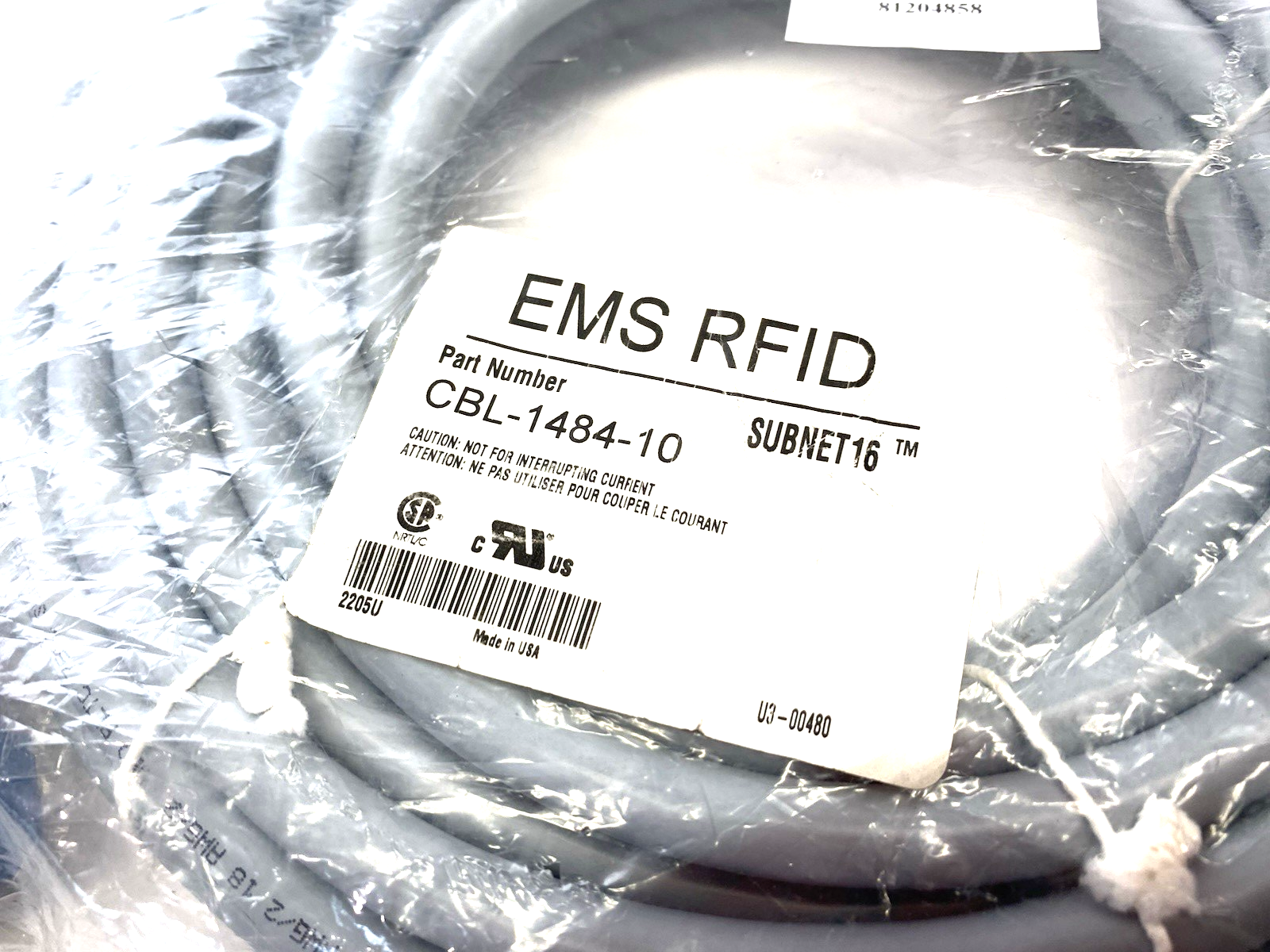 EMS Datalogic CBL-1484-10 SUBNET16 Single Ended RFID Connection Cable - Maverick Industrial Sales