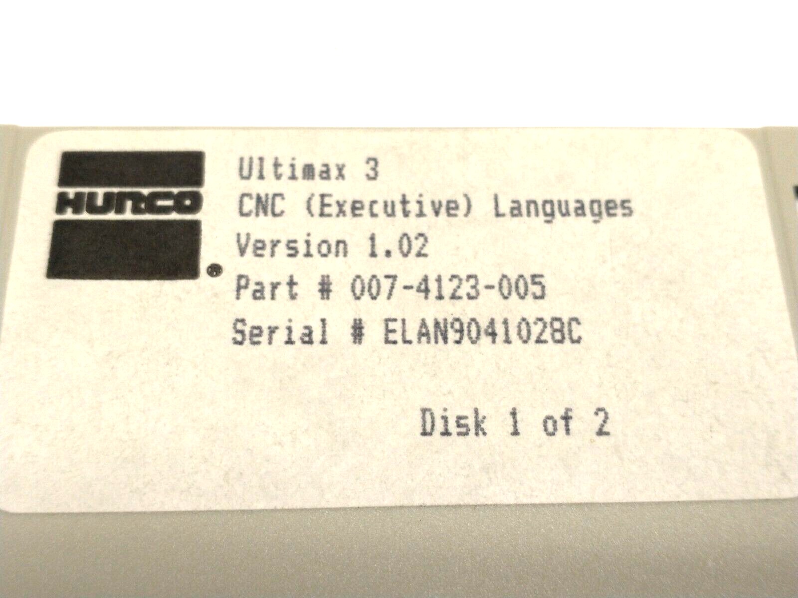 Hurco 007-4123-005 Ver. 1.02 Ultimax 3 CNC Executive Languages Floppy Disk SET - Maverick Industrial Sales