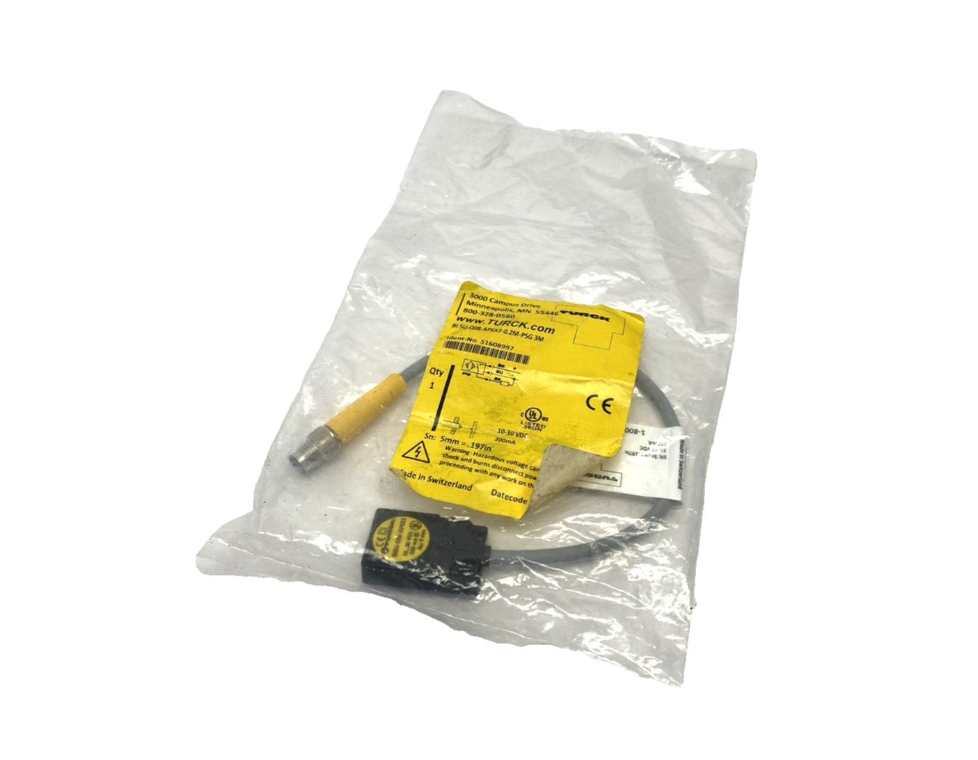 Turck BI5U-Q08-AP6X2-0.2M-PSG 3M Inductive Sensor M8 3-Pin S1608997 - Maverick Industrial Sales