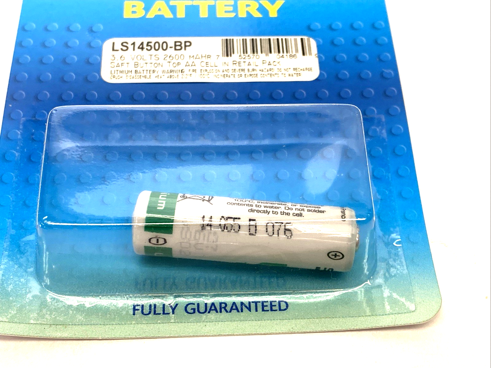 LS14500 | Saft Button Top Lithium AA Battery 3.6V 2600 mAHr -BP LOT OF 5 - New - Maverick Industrial Sales