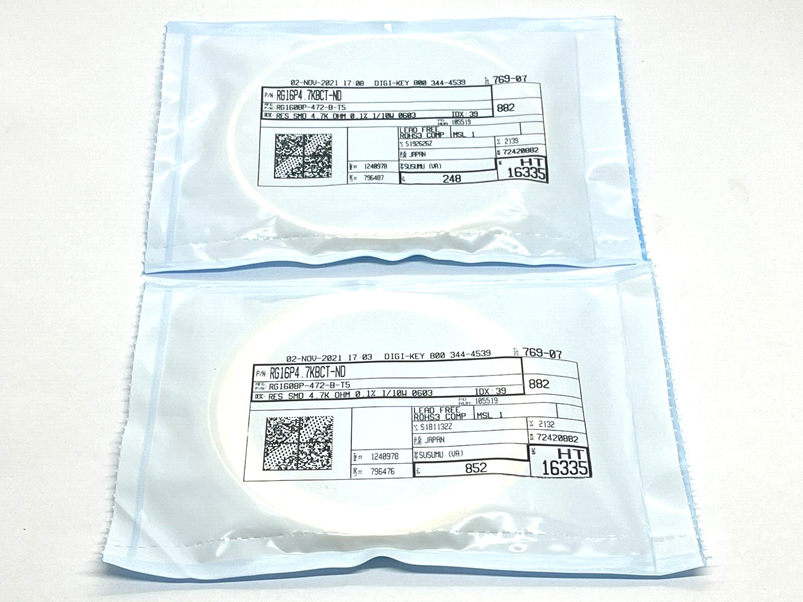 Susumu RG1608P-472-B-T5 Thin Film Resistors SMD 1/10W 4.7K 0.1% 0603 1100QTY - Maverick Industrial Sales