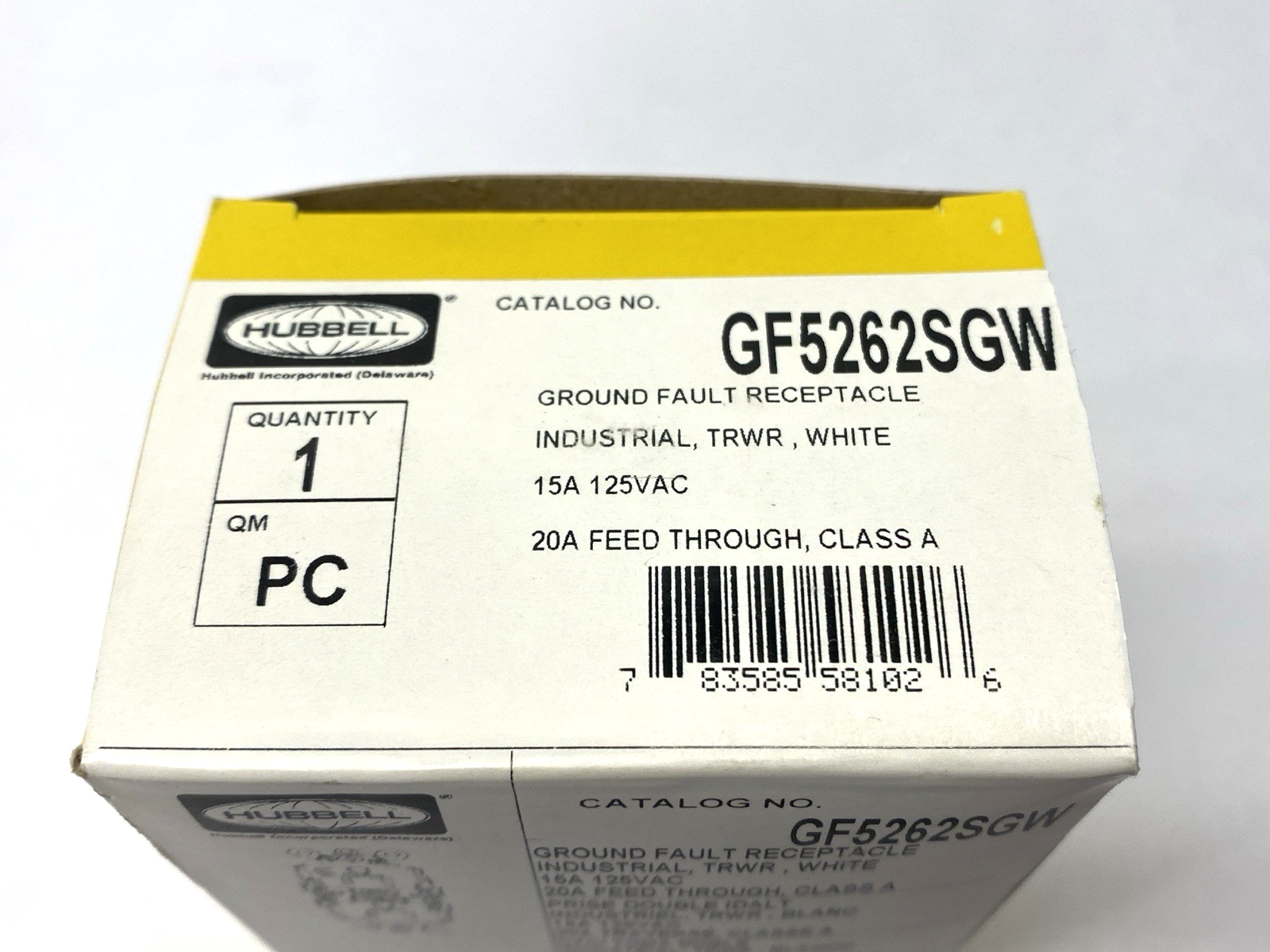 Hubbell GF5262SGW Ground Fault Receptacle Tamper/Weather Resistant 15A 125VAC - Maverick Industrial Sales