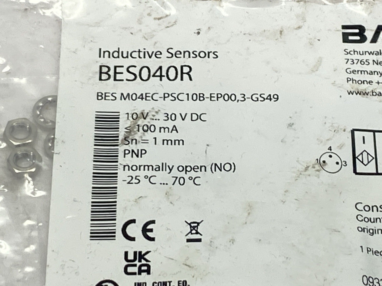 Balluff BES040R Inductive Proximity Sensor 10-30VDC BES M04EC-PSC10B-EP00,3-GS49 - Maverick Industrial Sales