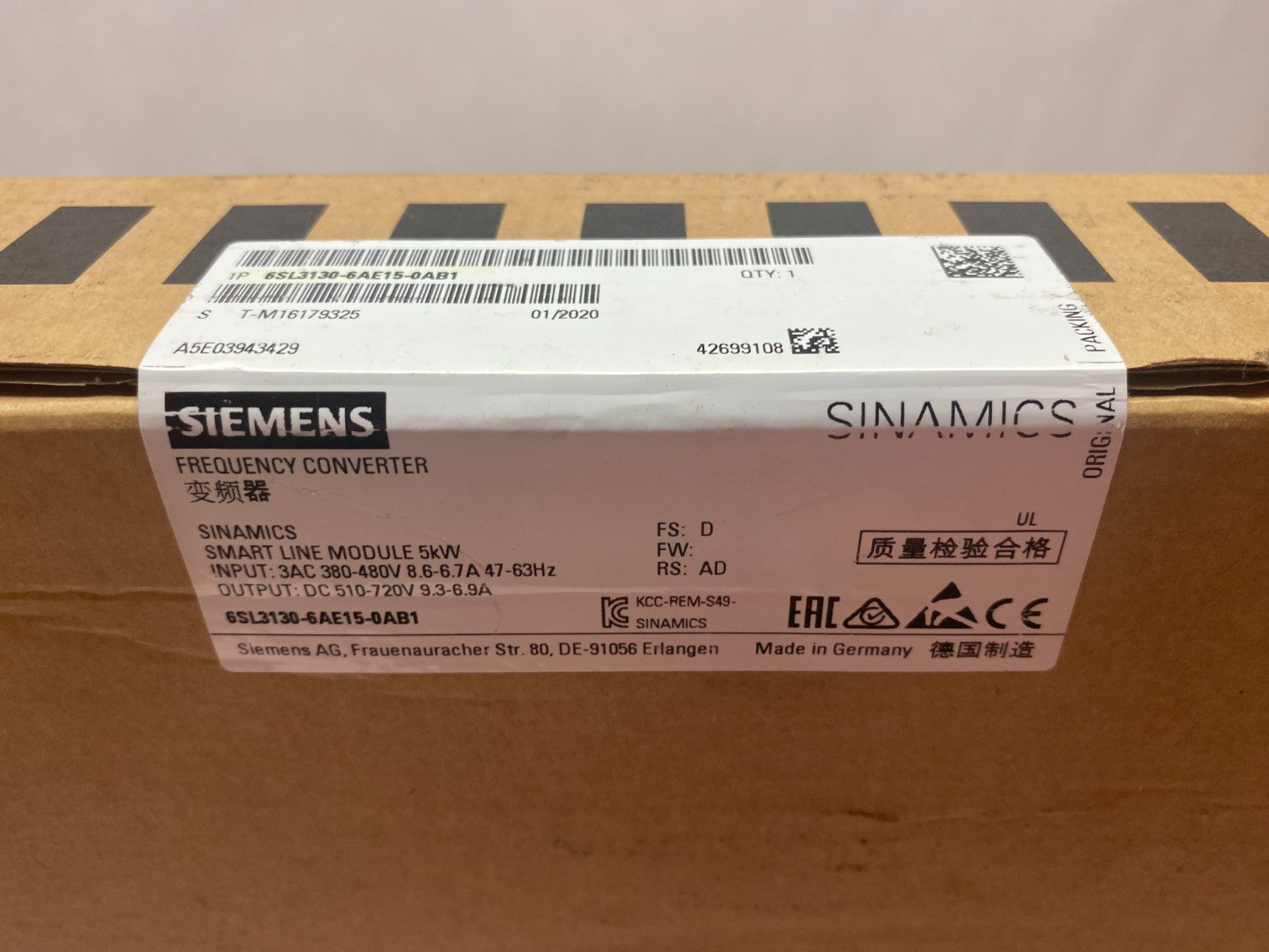 Siemens 6SL3130-6AE15-0AB1 SINAMICS S120 Smart Line Frequency Converter - Maverick Industrial Sales