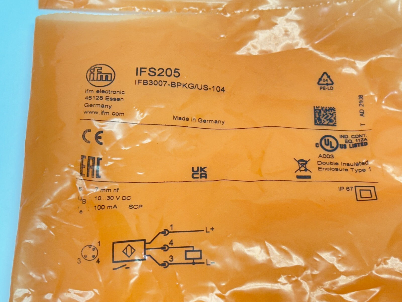 IFM IFS205 Inductive Sensor IFB3007-BPKG/US-104 - Maverick Industrial Sales