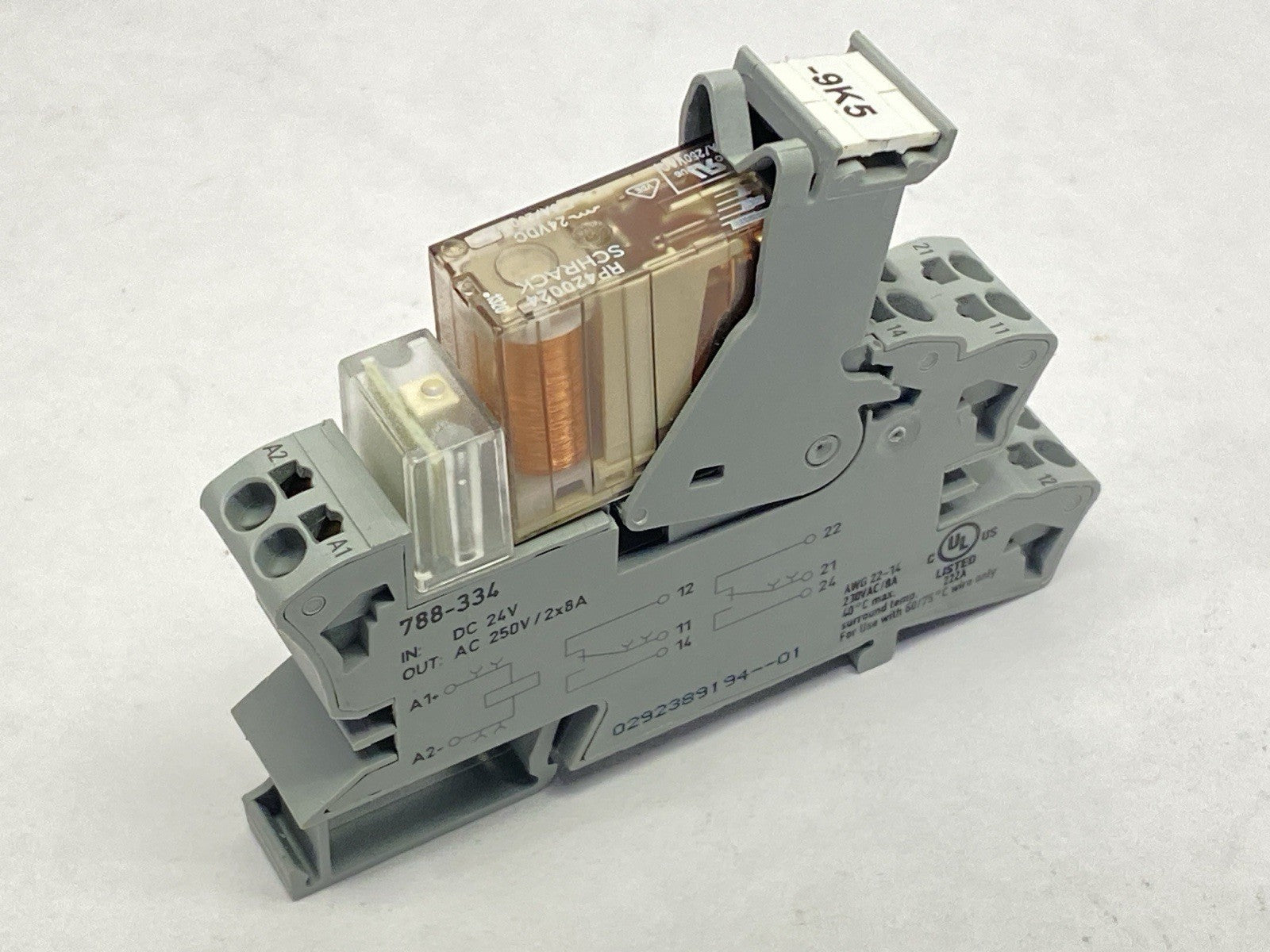 Schrack RP 420024 Relay 5A 24V w/ Wago 788-334 Relay Base - Maverick Industrial Sales