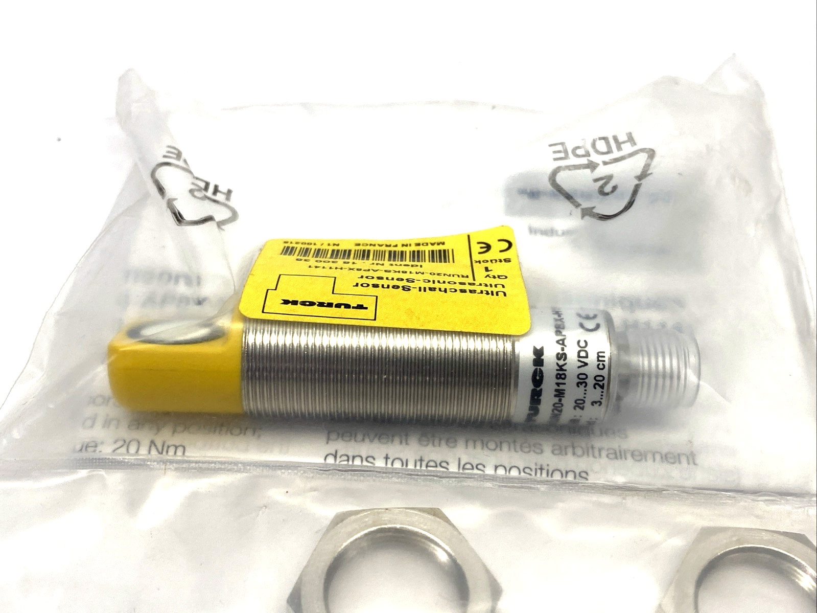 Turck RUN20-M18KS-AP8X-H1141 Difused Ultrasonic Sensor 18mm Barrel Dia. 1830038 - Maverick Industrial Sales