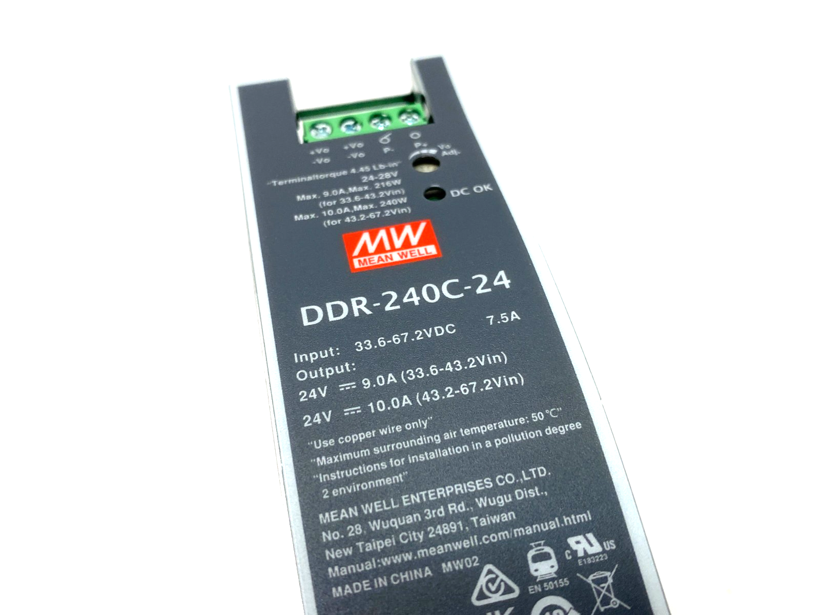 DDR-240C-24 | Meanwell DC-DC Converter, DIN Rail Mount - New – Open box - Maverick Industrial Sales
