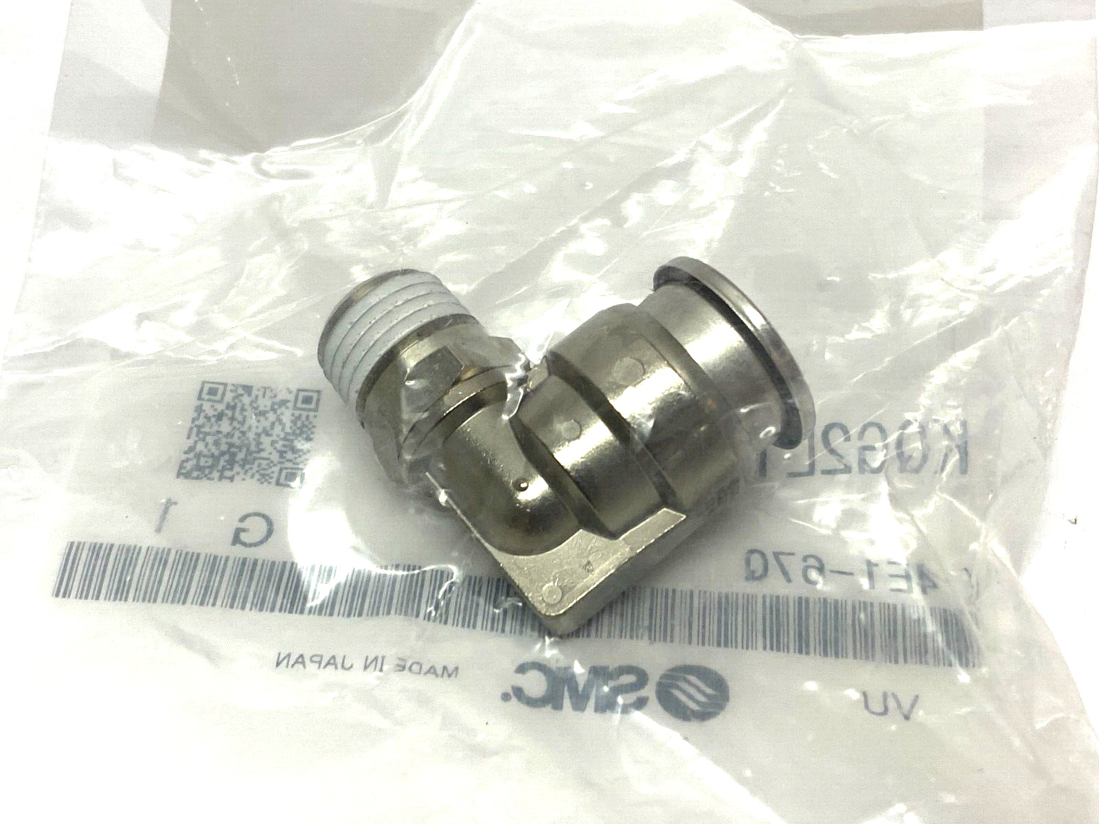 SMC KQG2L13-N02S Elbow Fitting 90-Degree 1/4" NPT Male to 1/2" Tube OD - Maverick Industrial Sales
