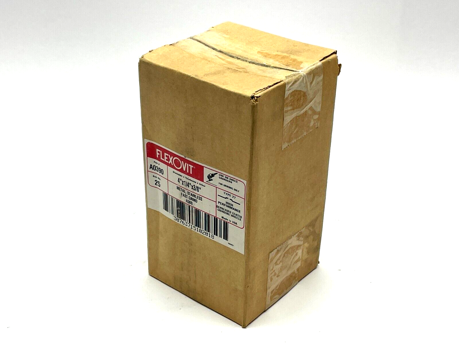 A0390 | Flexovit Grinding Wheel Type 27 3/8" Arbor 1/4" Thick 4" Dia. PKG OF 25 - New - Maverick Industrial Sales