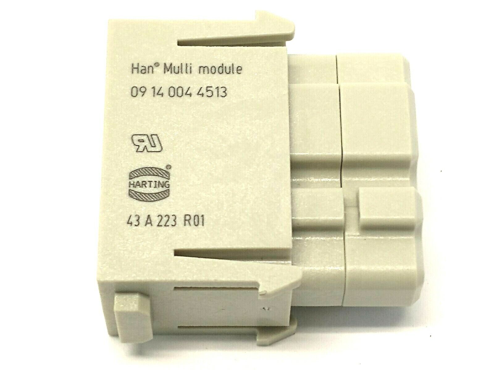 Harting 09140044513 Han Multi Module 4-Contact Female Connector Insert LOT OF 2 - Maverick Industrial Sales