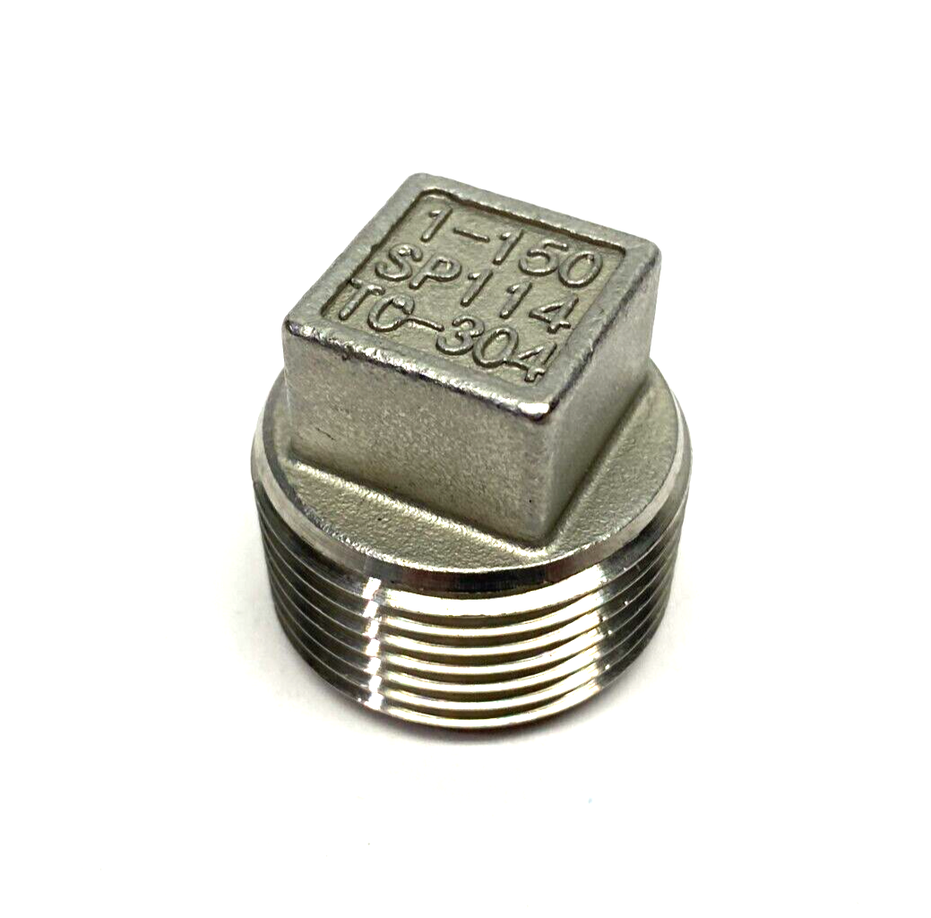 NPT-PK1 Threaded Square Head Plug 1" NPT 304 Steel, SP114, TC-304, 1-150 - Maverick Industrial Sales