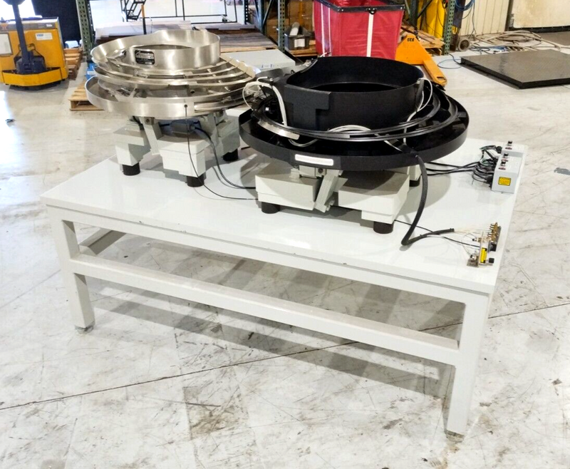 Automation Feed Systems Vibratory Bowl Feeder Table, Two Bowl Unit 24" & 18" 10A - Maverick Industrial Sales