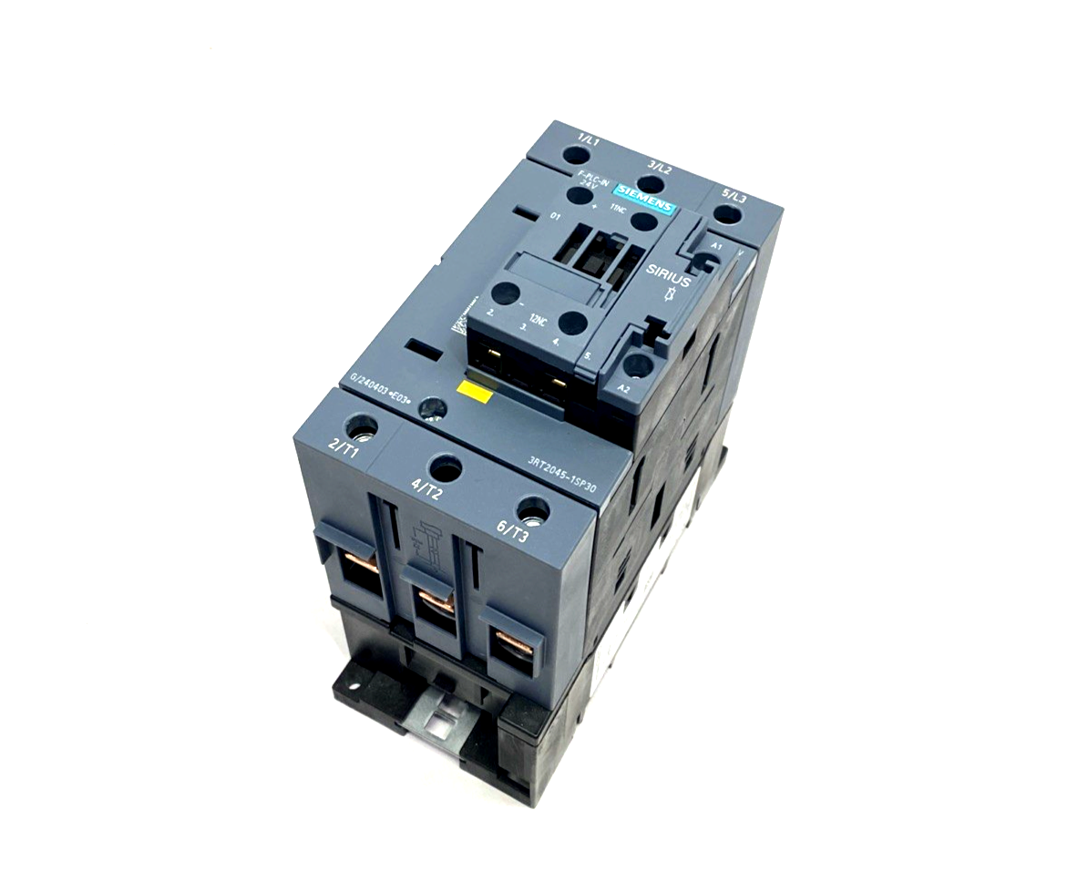 Siemens 3RT2045-1SP30 Contactor AC-3e/AC-3, 80A, 37kW 400V 3P 175-280V AC/DC - Maverick Industrial Sales