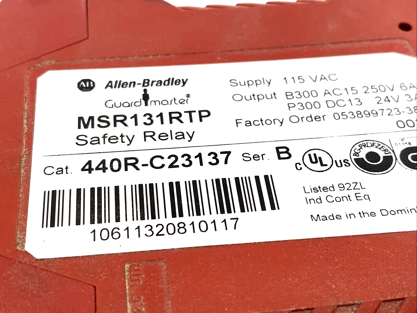 Allen Bradley 440R-C23137 Ser. B Safety Relay 250VAC 6A 24VDC 3A, MSR131RTP - Maverick Industrial Sales