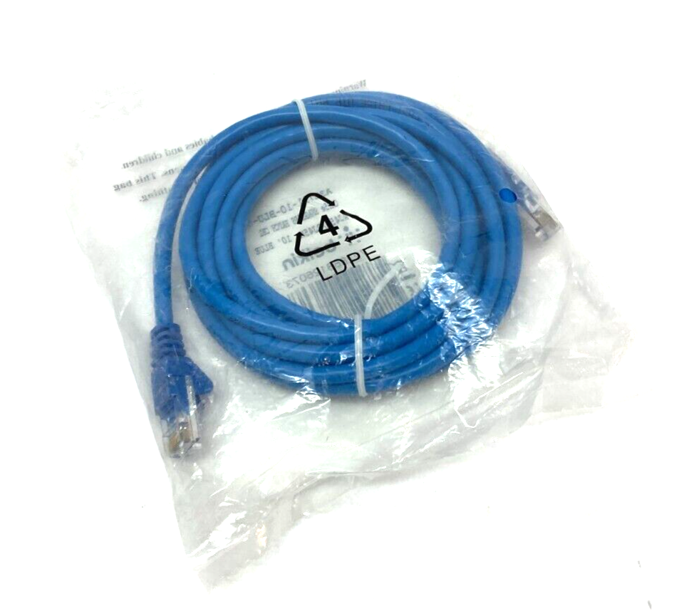 Belkin A3L791-10-BLU-S Snagless Cat5 Patch Cable RJ45 to RJ45 10' Length Blue - Maverick Industrial Sales