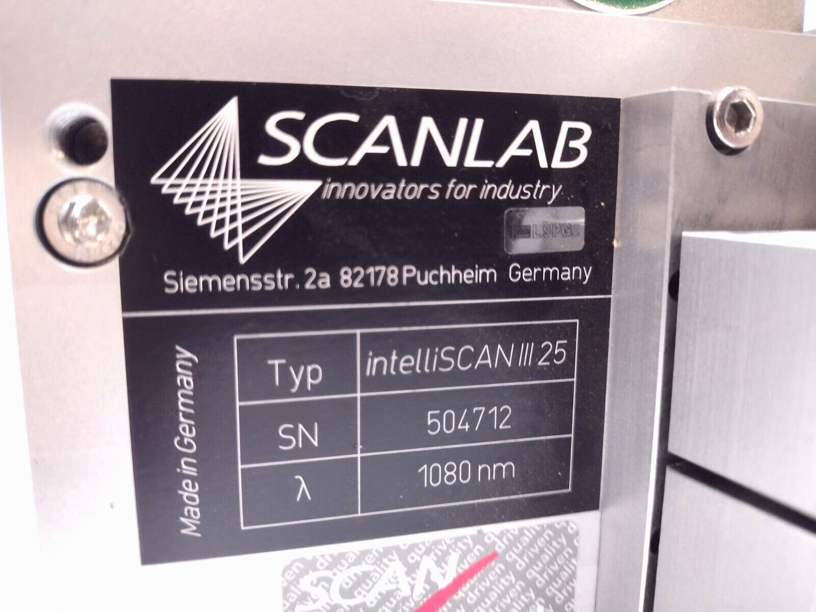 Scanlab IntelliSCAN III 25 Head with dynAXIS 3L Galvanometers - Maverick Industrial Sales