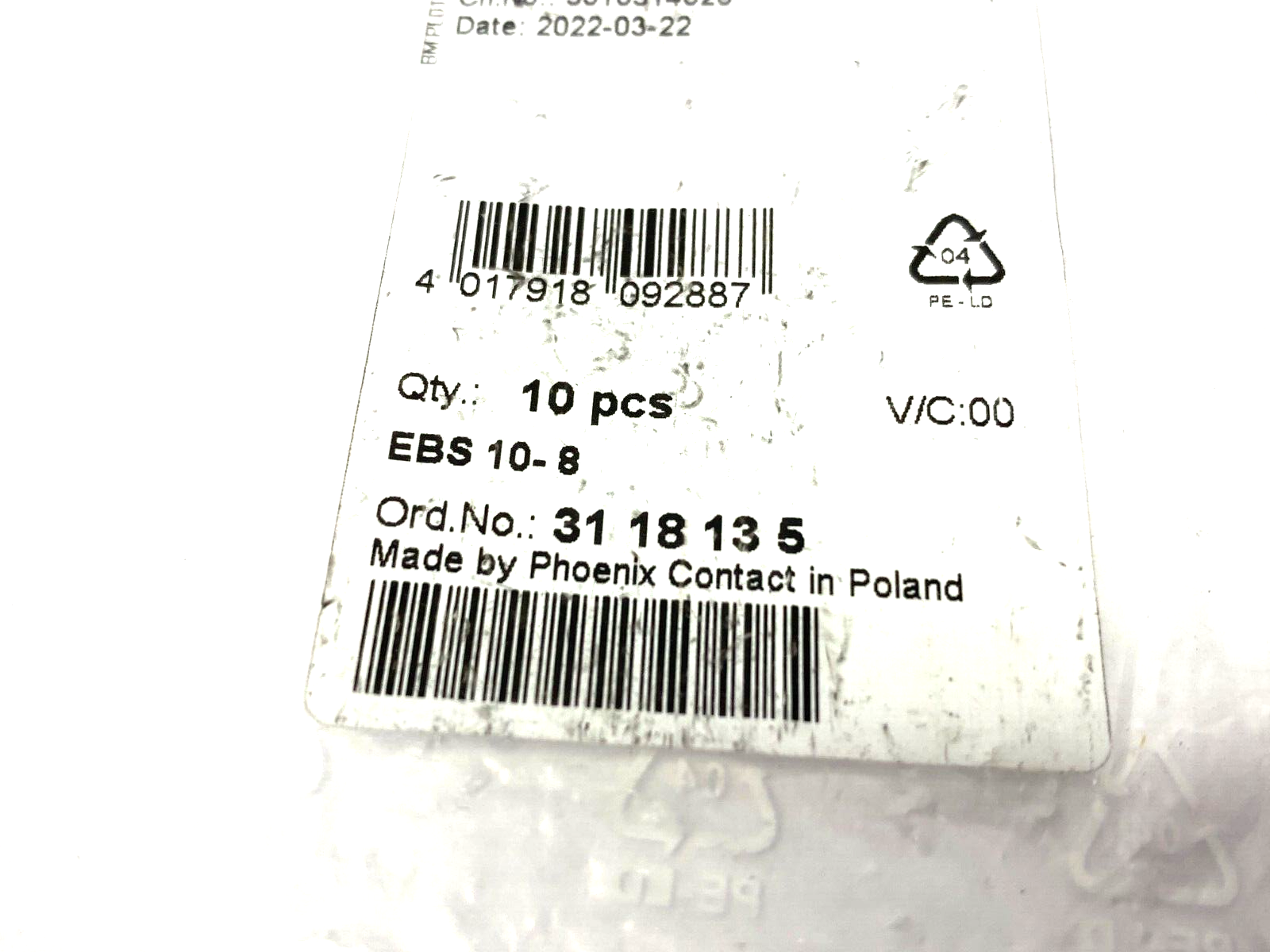 Phoenix Contact EBS 10-8 Gray Insertion Jumper Bridge 3118135 PKG OF 10 - Maverick Industrial Sales