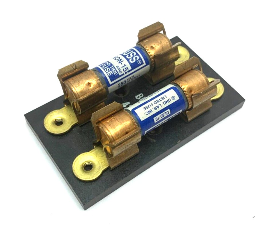 4287 | Bussman Fuseblock 2-Pole w/ Bussmann DL60-10 NON-15 One Time Fuses - Used - Maverick Industrial Sales