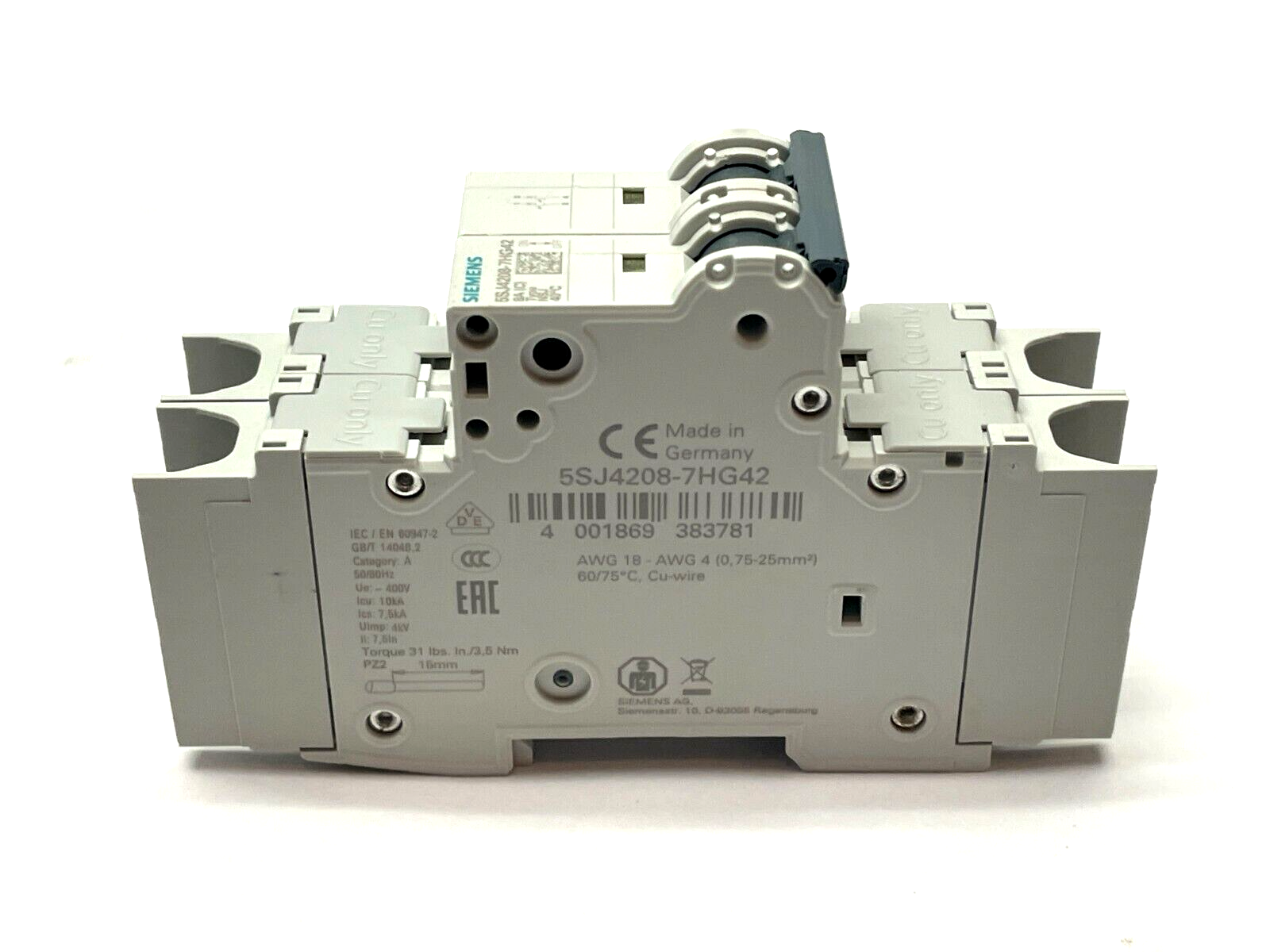 Siemens 5SJ4208-7HG42 Miniature Circuit Breaker 8A 2P - Maverick Industrial Sales