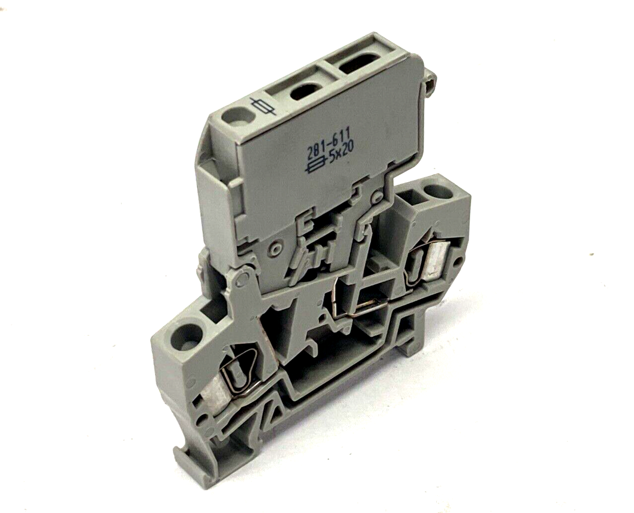 Wago 281-611 2-Conductor Fuse Terminal Block 4mm², Cage Clamp, Gray, LOT OF 10 - Maverick Industrial Sales