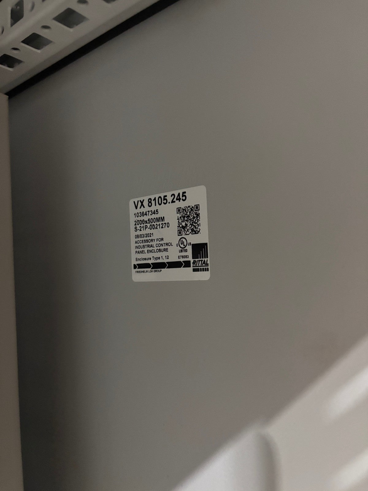 Rittal VX 8205.000 Bayed Freestanding Electrical Enclosure Cabinet, Swing Door - Maverick Industrial Sales