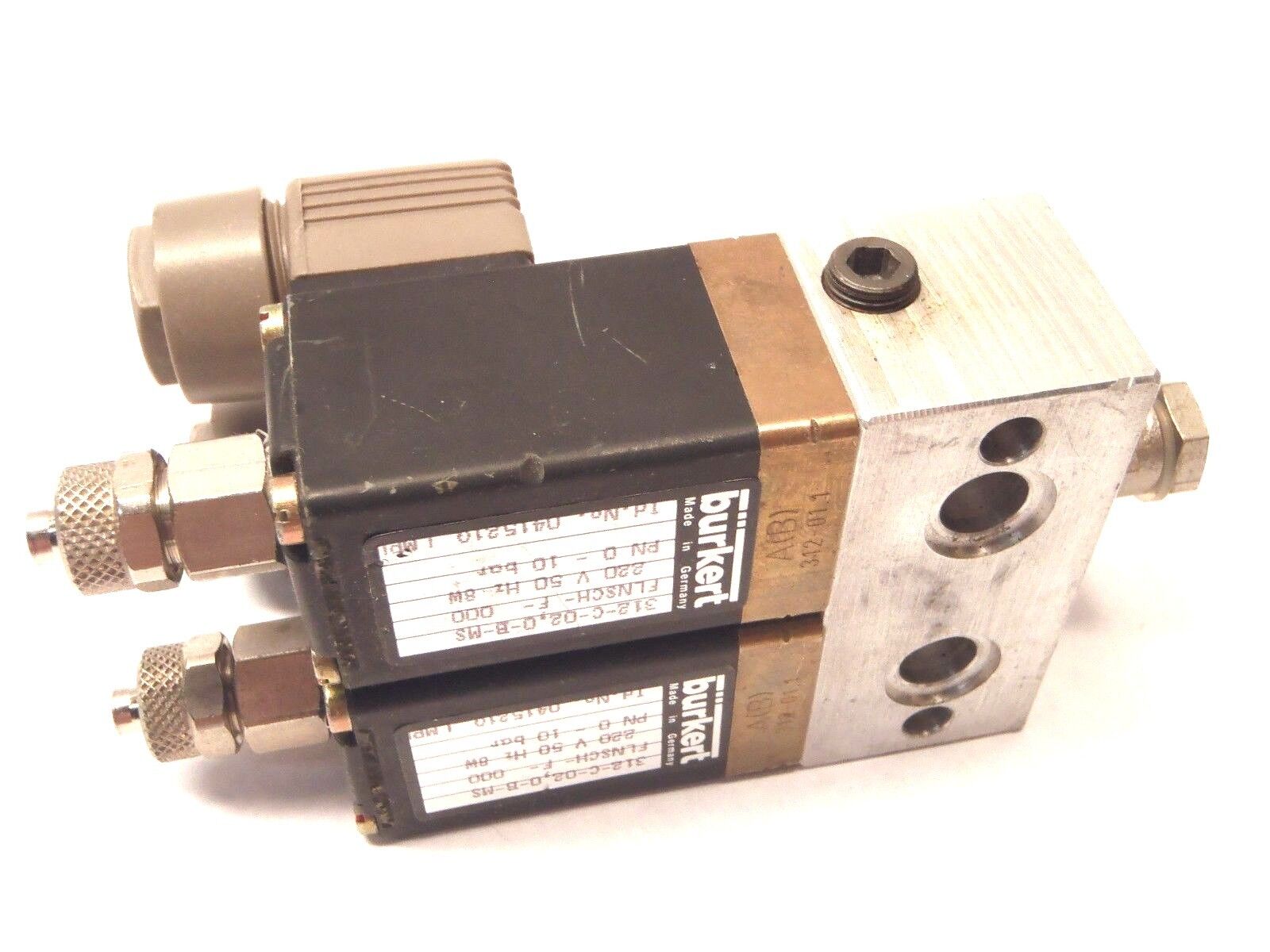 Burkert 312-C-02,0-B-MS FLNSCH-F-000 Solenoid Valves 041521Q LMPU 220V LOT OF 2 - Maverick Industrial Sales
