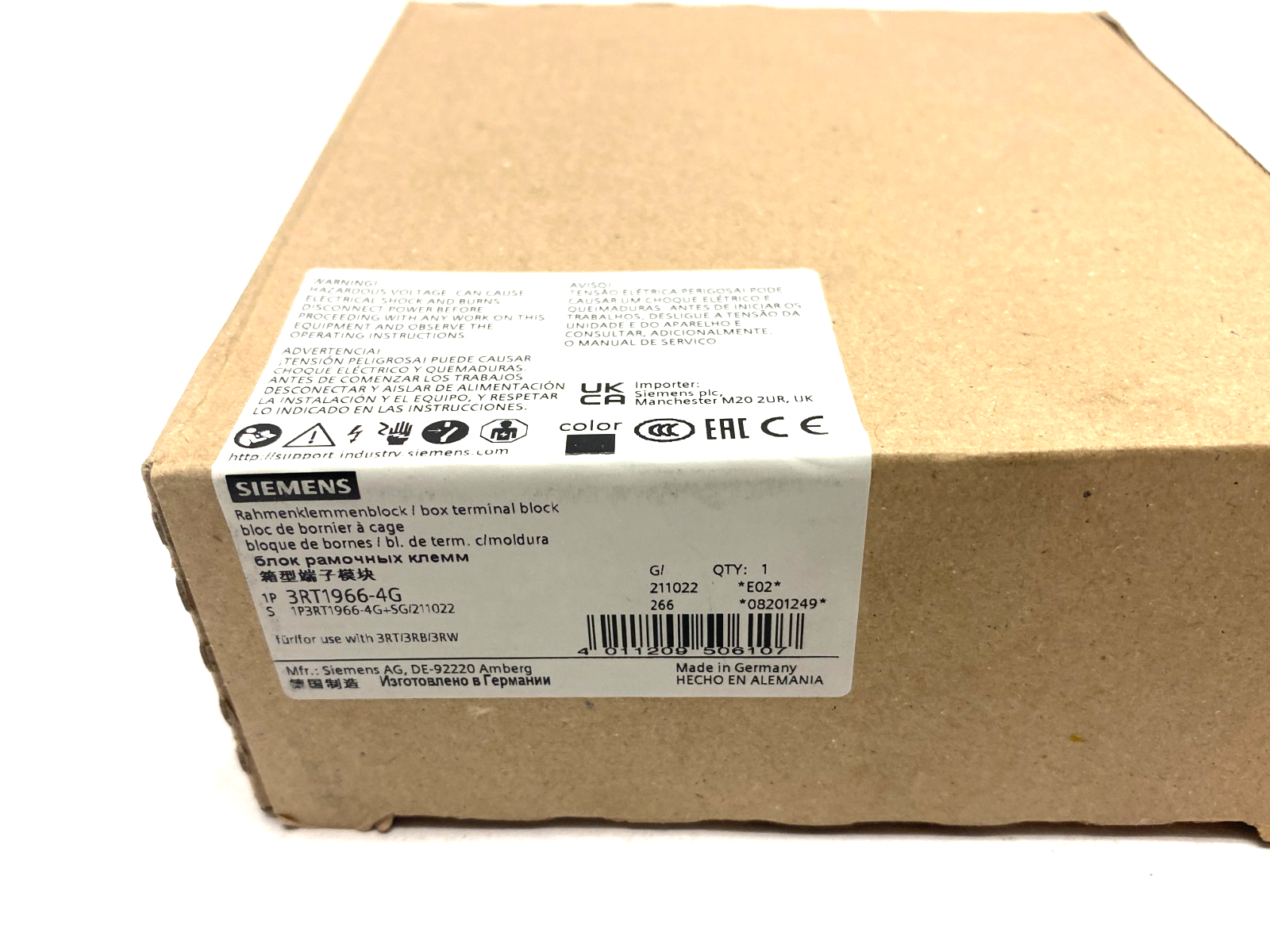 Siemens 3RT1966-4G Framing Terminal Block Box Up to 240mm² Conductor S10/S12 - Maverick Industrial Sales