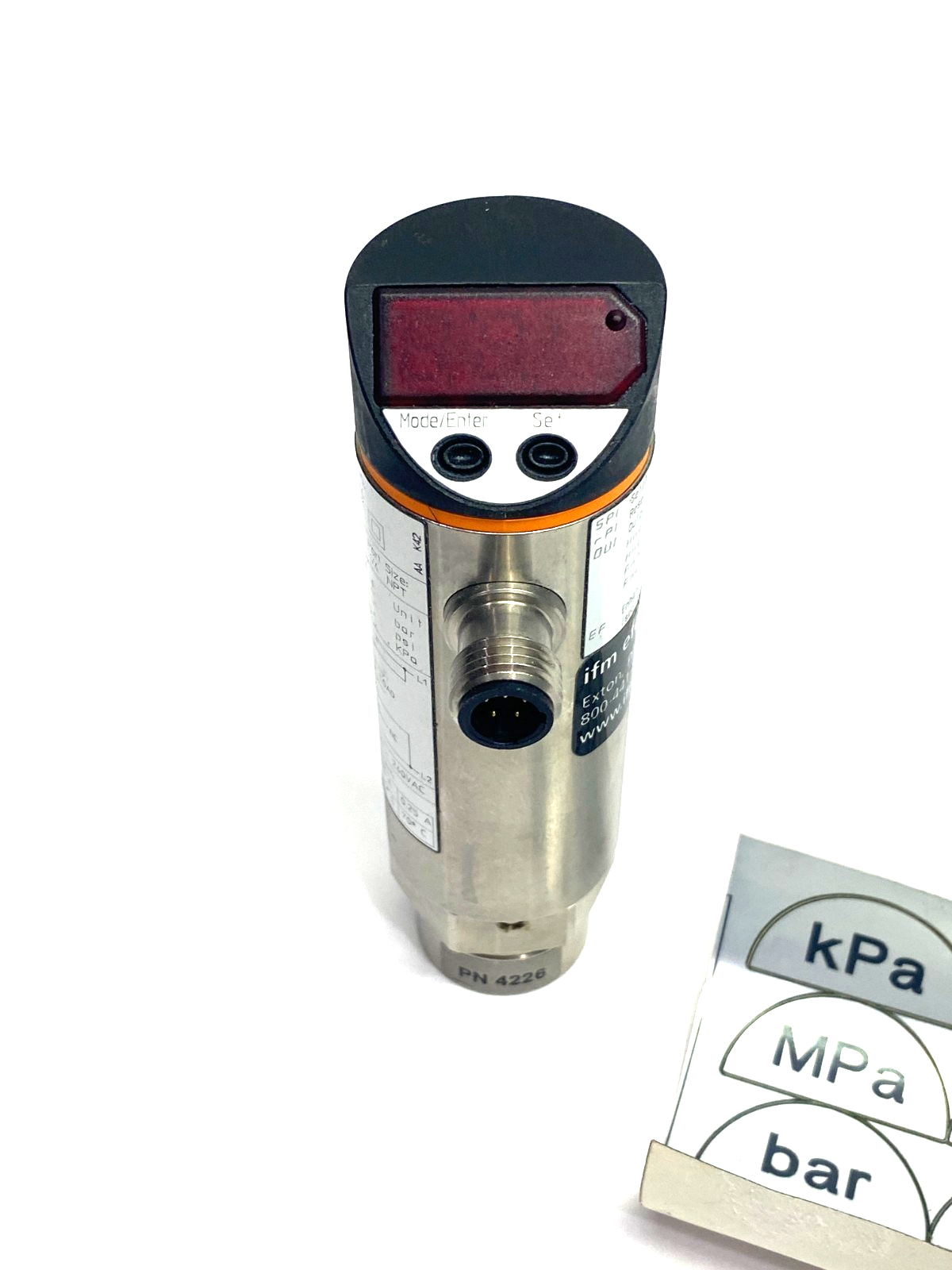 PN4226 | Ifm Pressure Sensor, Digital Display PN-2,5-RBN14-HFBOW/LS/ /V - New – Open box - Maverick Industrial Sales