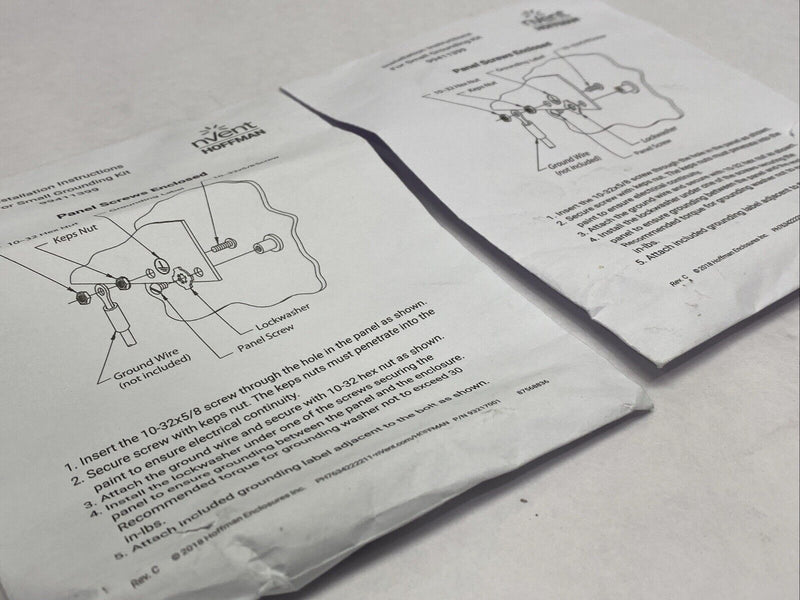 Hoffman 99411399 Installation Instructions Hardware For Grounding Kit LOT OF 2 - Maverick Industrial Sales