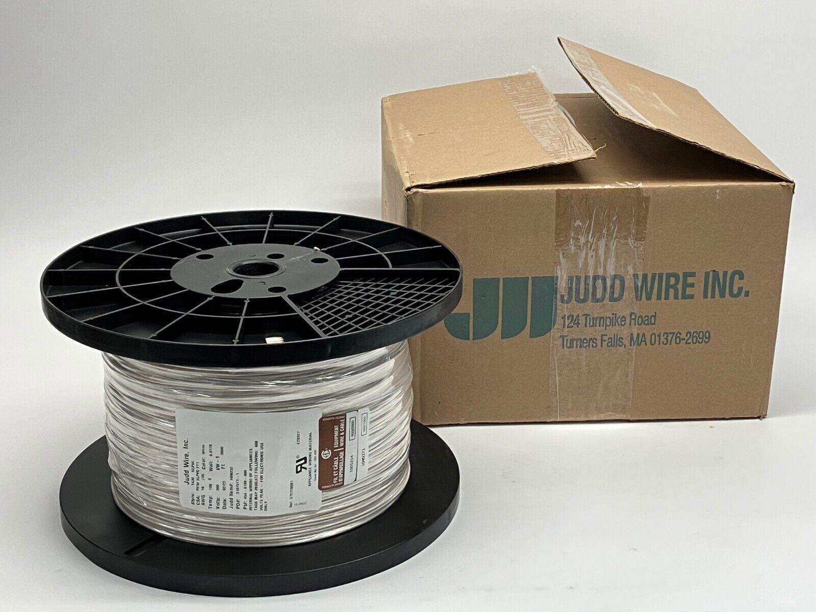 Judd Wire 18 AWG Wire, White, Style 1430, XLPVC 300V, 454-0196-000, 3000' FT - Maverick Industrial Sales
