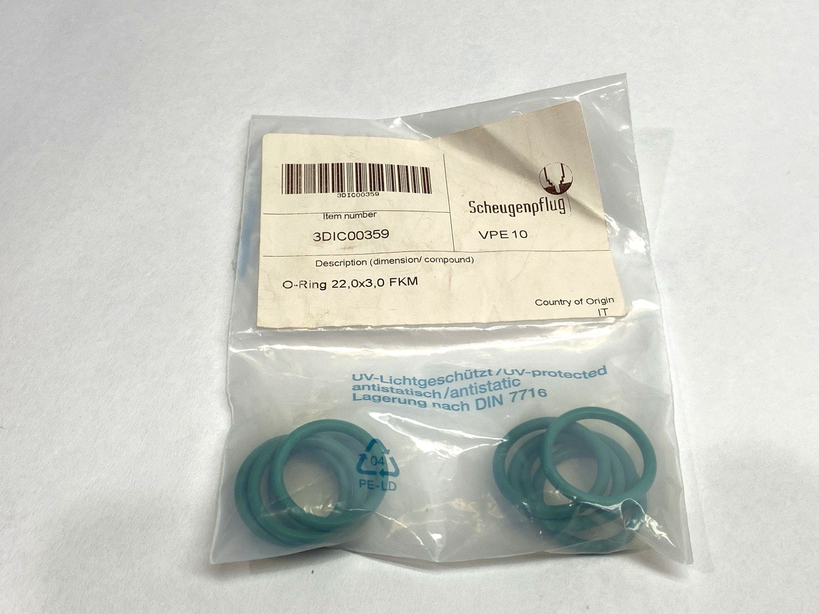 Scheugenpflug 3DIC00359 O-Ring 22.0mm X 3.0mm FKM LOT OF 12 - Maverick Industrial Sales