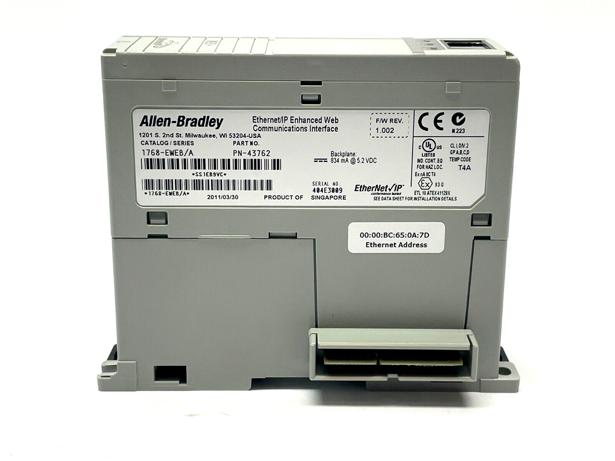 1768-EWEB | Allen Bradley Ser. A F/W REV 1.002 Communication Adapter Web Server - Used - Maverick Industrial Sales