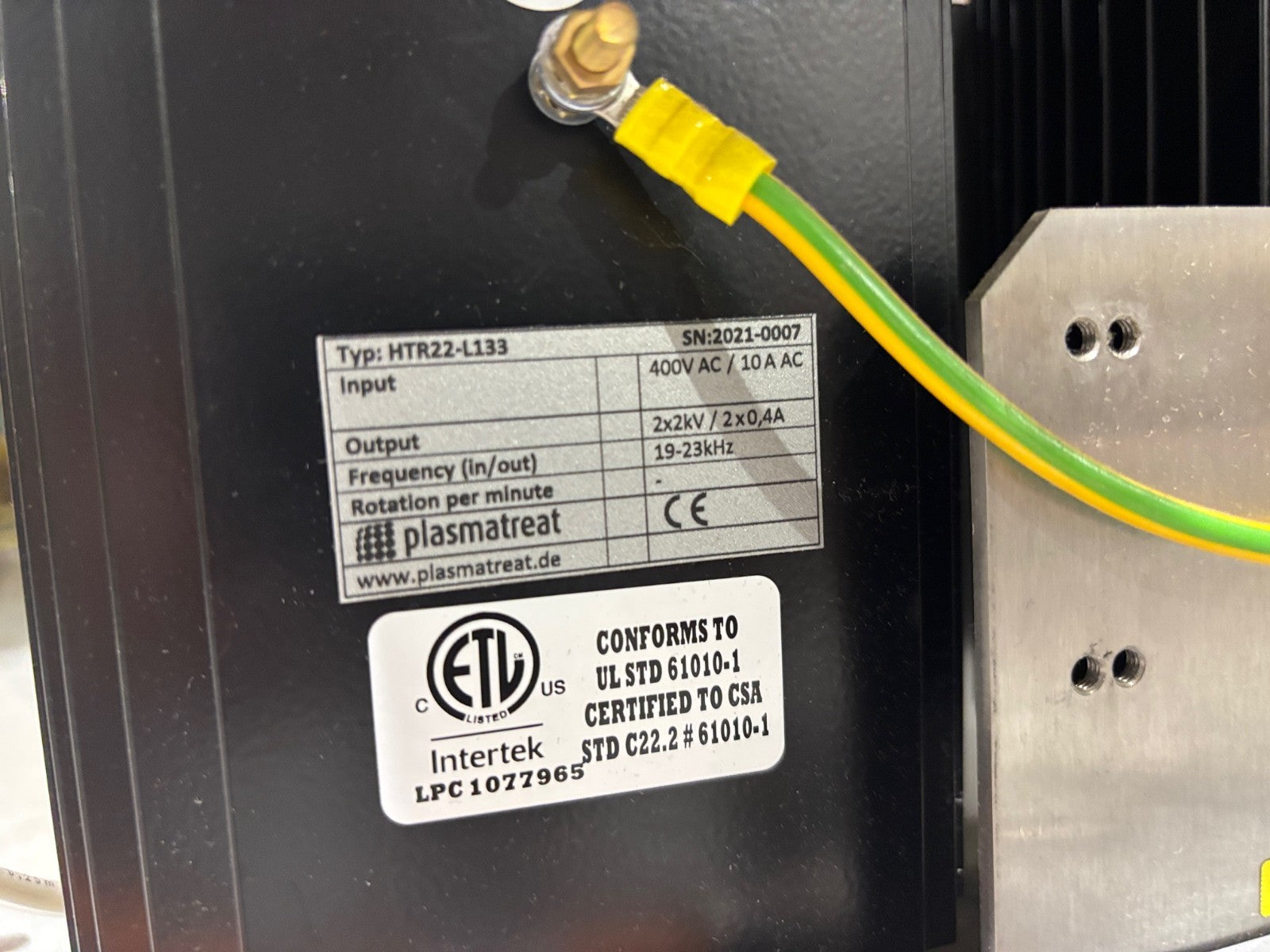 Plasmatreat HTR22-L133 High Voltage Plasma Transformer w/ Cables, E 80 X 20/800 - Maverick Industrial Sales