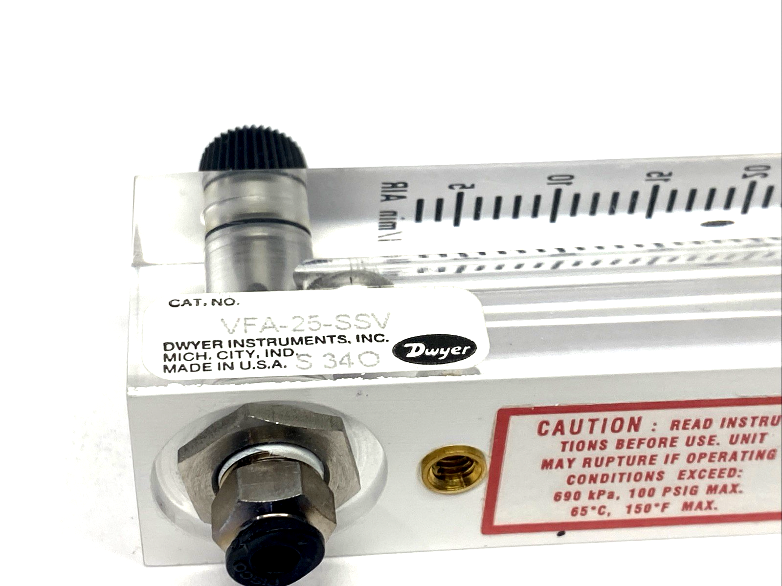 Dwyer VFA-25-SSV Flowmeter 3-25 LPM Air - Maverick Industrial Sales