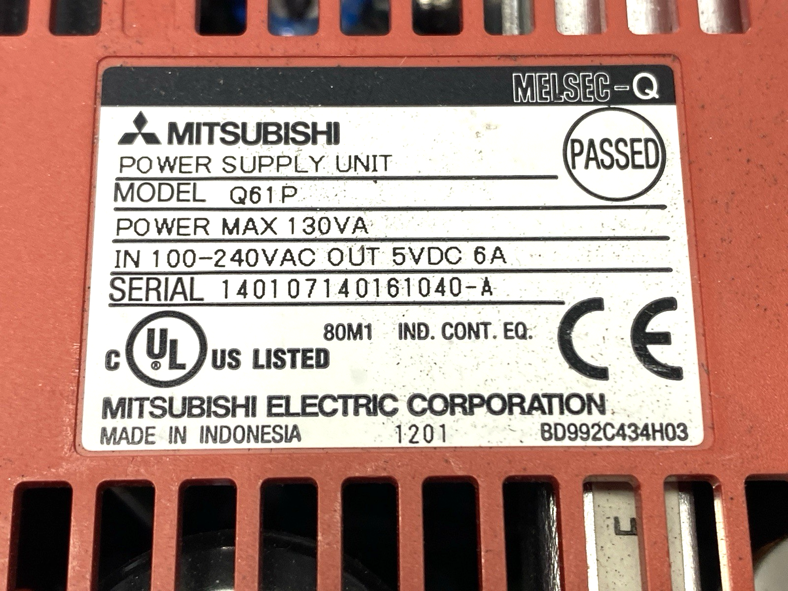 Q61P | Mitsubishi Power Supply Unit 100-240VAC In 5VDC 6A Out - Used - Maverick Industrial Sales