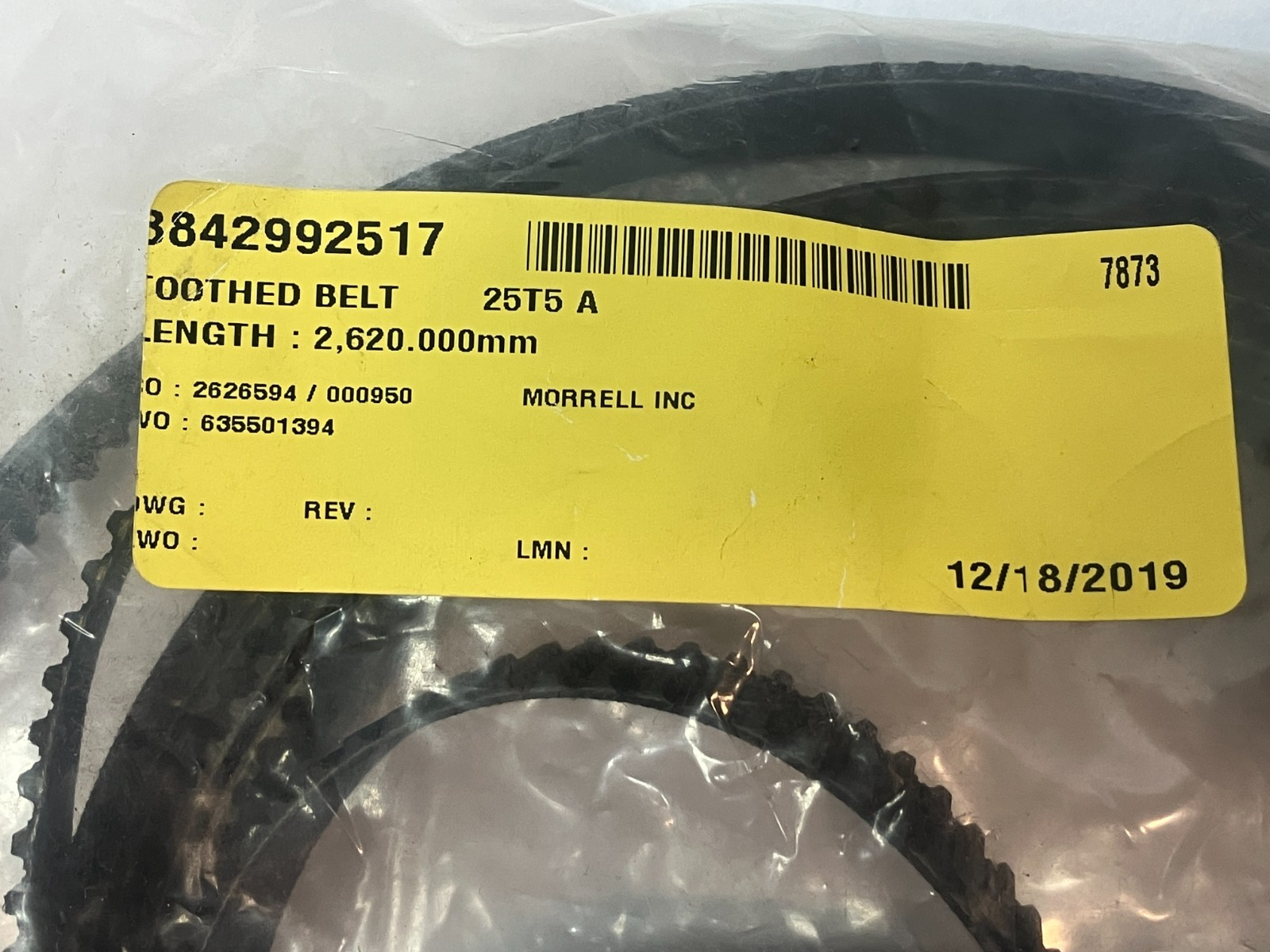 3842992517 | Bosch Rexroth Toothed Belt 25T5 A 2620mm - New - Maverick Industrial Sales