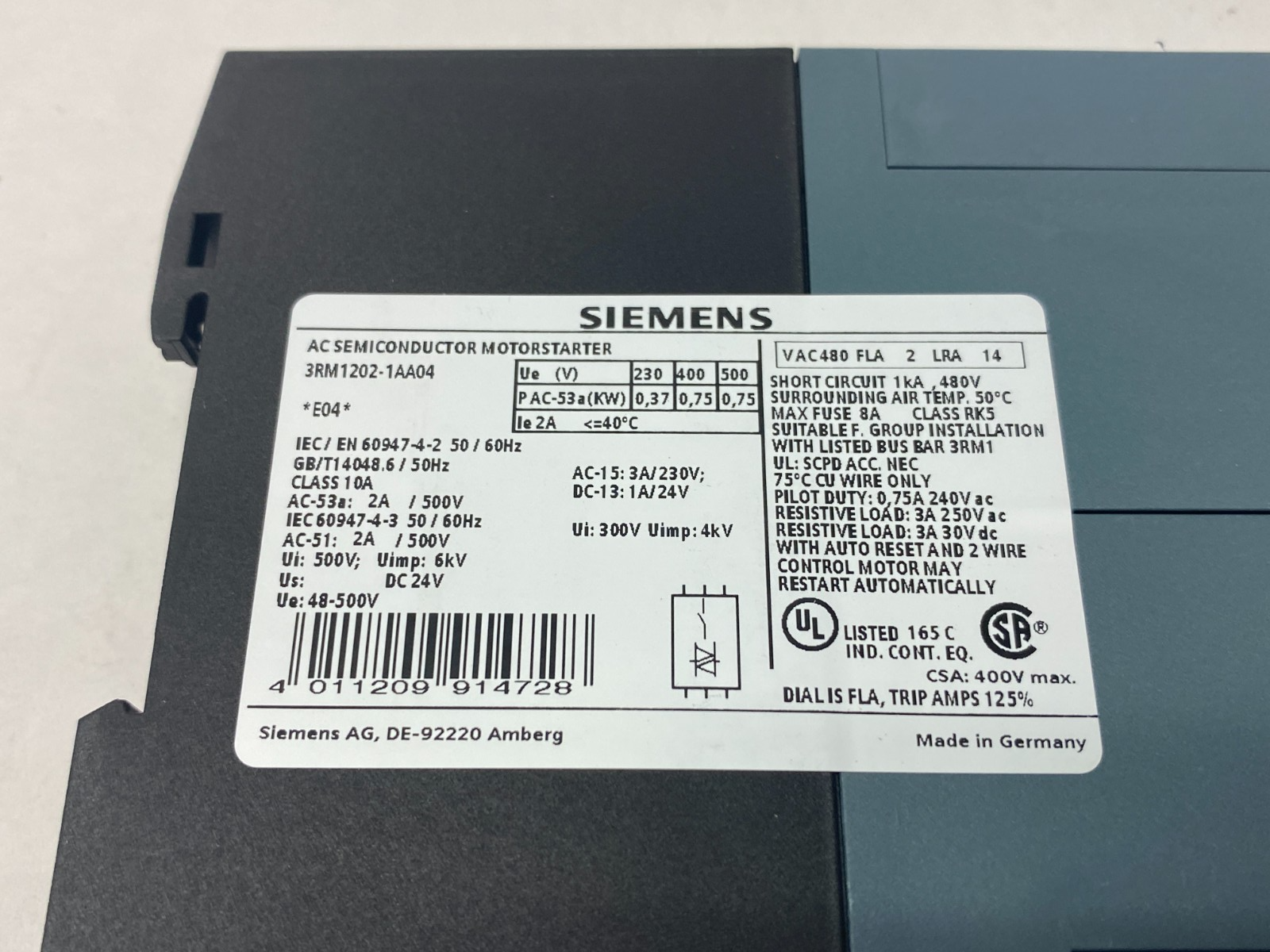 Siemens 3RM1202-1AA04 SIRIUS Reversing Starter, Screw-Type - Maverick Industrial Sales